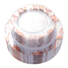 Clear with Gold Marbling Plastic Plates Including 51 Plastic Dinner Plates 10.25Inch,51 Salad Plates 7.5Inch