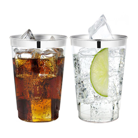 60 Piece 12OZ Silver Plastic Cups, Clear Disposable Tumblers, Wedding Silver Rim Cups for Party Holiday and Occasions 